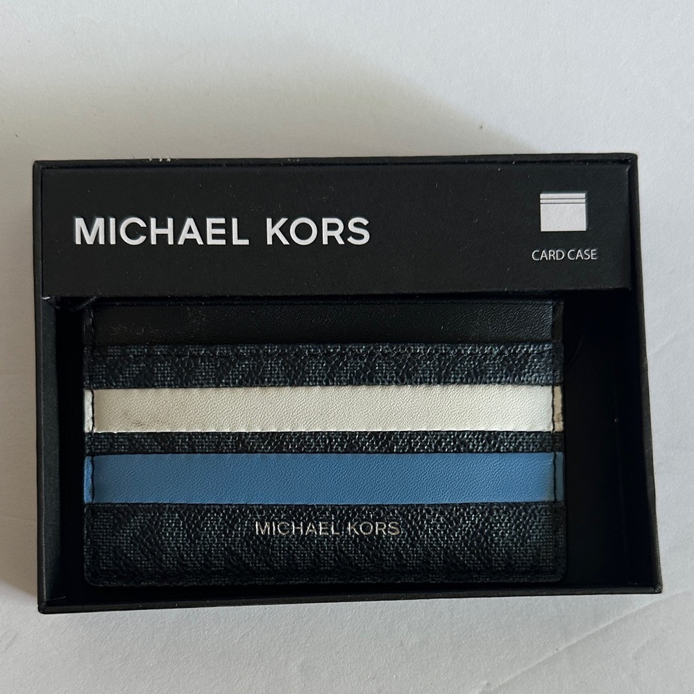 Michael Kors Black, White, and Blue Card Holder